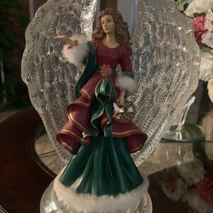 The Bradford Exchange Holiday Angel with Burgundy and Green Gown